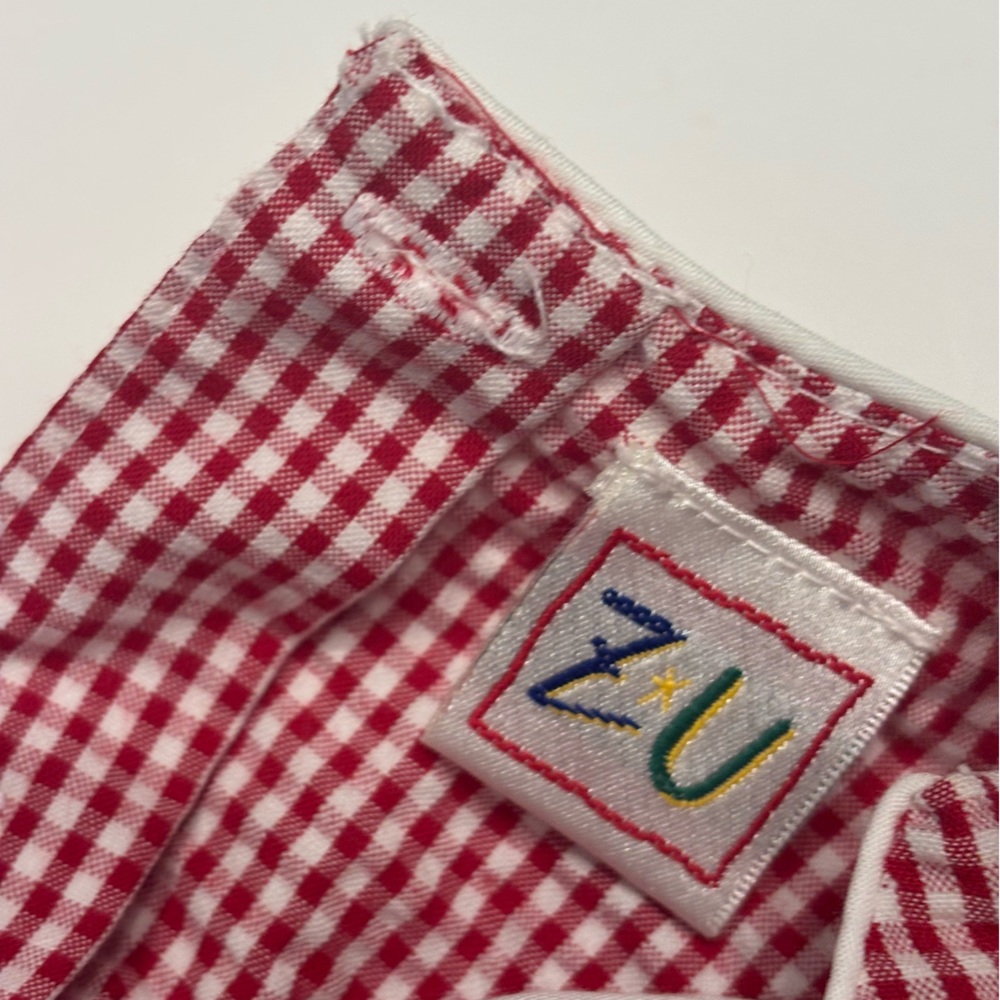 PETIT AMI ZU BOY ROMPER SIZE 3 MONTHS 
RED & WHITE SEERSUCKER BUGS APPLIQUÉ - Picture 5 of 5